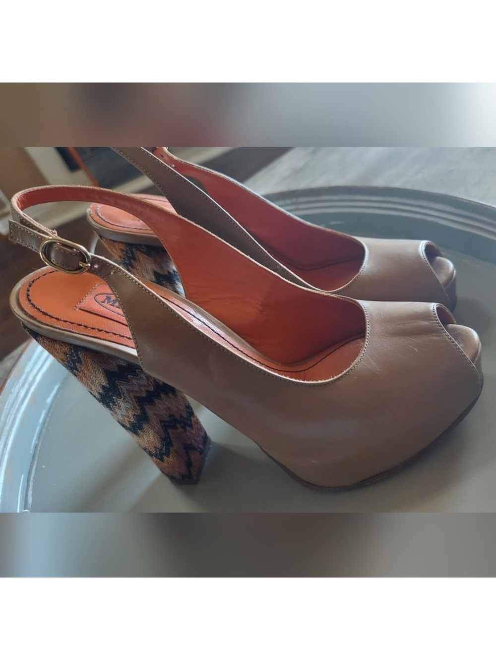 Missoni Multicolor Zigzag Platform Slingback Peep Toe Heels EU 36.5 6 1/2 in us - Picture 3 of 12
